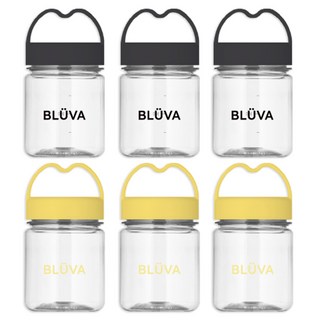 블루바 눈금표시 트라이탄 하트캡 다용도 미니 쉐이커 200ml x 2종 x 3p 세트, 블랙, 옐로우, 1세트