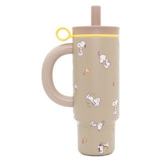 COTD 陶瓷珍珠保溫把手杯 SNOOPY聯名款, 奶茶色, 1個, 1.1L