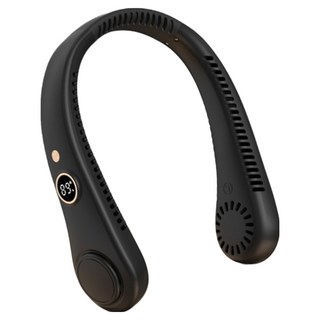 주닉스 저소음 넥밴드 LED 배터리 표시 목걸이 선풍기, 블랙, R8