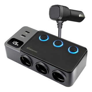 ANBORTEH 安伯特 電壓監控PD + QC3.0 8孔車充 國家認證 12V-24V皆可使用, 黑色, ABT-E701