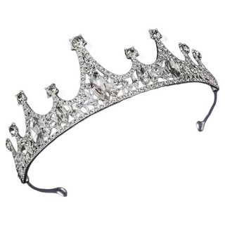 문구담 파티 브라이덜 촬영 큐빅 티아라 왕관 03, 실버 008, 1개