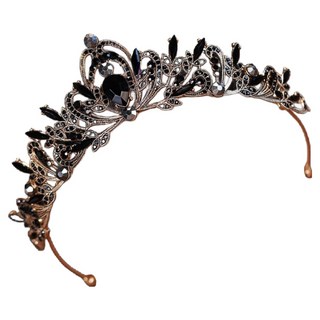 문구담 파티 브라이덜 촬영 큐빅 티아라 왕관 06, 골드블랙 012, 1개