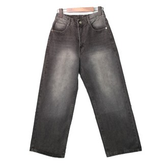 KNIT44 여성용 숏/베이직/롱 기장 워싱 데님 후면부 밴딩 와이드 청바지 PJ-5201