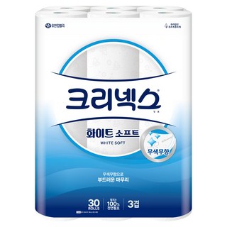 Kleenex 舒潔 3層白色柔軟衛生紙, 1個, 30捲, 30m