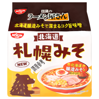 NISSIN 日清 北海道拉麵店 札幌味噌 81g, 5包