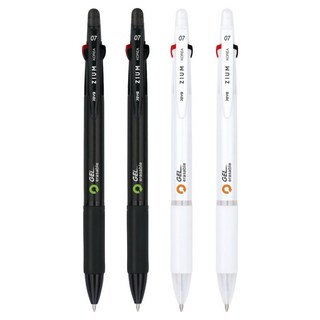자바펜 지움3겔 지워지는 볼펜 0.7mm 2종 x 2p 세트, 블랙, 화이트, 1세트