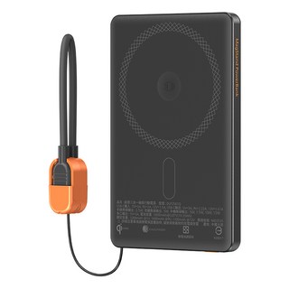 PHILIPS 飛利浦 超薄三合一磁吸行動電源 5000mAh Type-C, 黑色, DLP2561