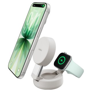 벨킨 울트라 차지 프로 2in1 Qi2 25W 컨버터블 마그네틱 초고속 무선 충전기, 샌드, 1개