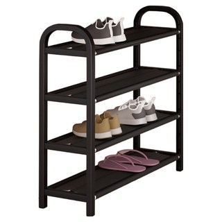 Merrynew 免鑽孔多層組裝式收納鞋櫃 4層, 經典黑, 1個
