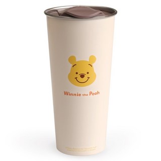 norns 迪士尼不鏽鋼保溫隨行杯 小熊維尼大臉, 黃色, 1個, 500ml