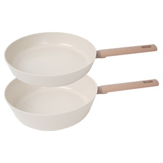 DELLAGO 電磁爐 Vero 陶瓷塗層平底鍋 2件組, 石奶油色, 1套, 平底鍋 28cm + 炒鍋 28cm