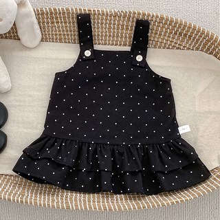 베베니즈 도트 프릴 멜빵 원피스