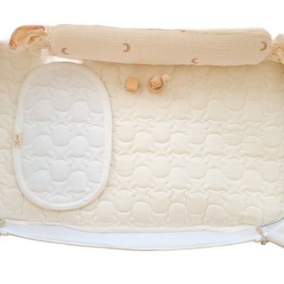 AiRabbit 嬰幼兒用純棉小熊加厚雙面絎縫床墊, 象牙白, 1個