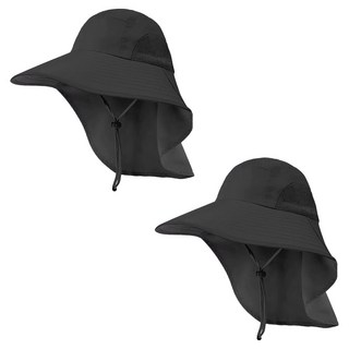 바코젤 햇빛가리개 트레킹 낚시 등산모자 2p, 블랙