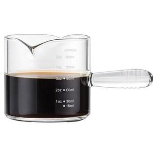 발룬피니 내열유리 컬러핸들 벨크리머 계량 샷잔 200ml, 클리어, 1개