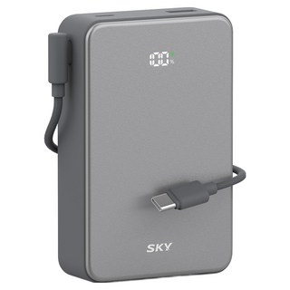 스카이 필 Cube 20000mAh PD QC 22.5W 고속충전 LCD잔량표시 대용량 미니 보조배터리 케이블 멀티단자, 그레이, SKY-A20