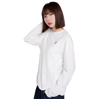 ONE BOY 吸濕排汗透氣彈力寬鬆落肩下襬抽繩長袖T恤 NO.251217, 白色