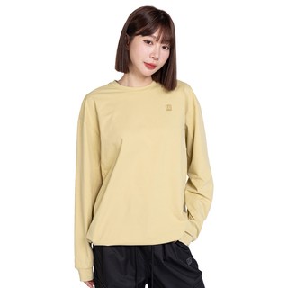 ONE BOY 吸濕排汗透氣彈力寬鬆落肩下襬抽繩長袖T恤 NO.251217, 綠黃色