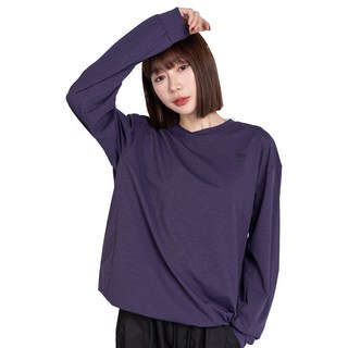 ONE BOY 吸濕排汗透氣彈力寬鬆落肩下襬抽繩長袖T恤 NO.251217, 深紫色