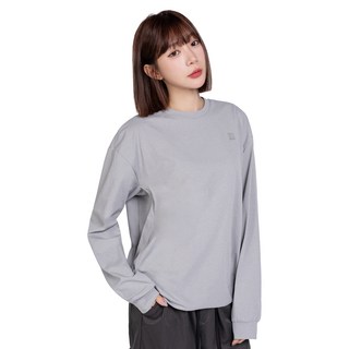 ONE BOY 吸濕排汗透氣彈力寬鬆落肩下襬抽繩長袖T恤 NO.251217, 灰色