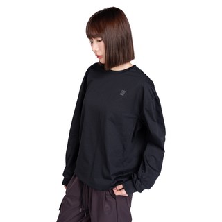 ONE BOY 吸濕排汗透氣彈力寬鬆落肩下襬抽繩長袖T恤 NO.251217, 黑色