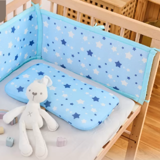 PeNi 培婗 3D透氣嬰兒床床圍 藍白星星 嬰兒安全防護