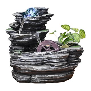 風水擺件 Set 高山流水 樹脂材質 居家擺飾, 大(28 x 17 x 25cm)