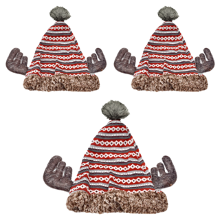 針織羔羊鹿角聖誕帽 18吋 8歲以上適用 3件, 鹿角, 1組