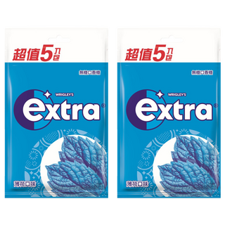 Extra 益齒達 潔淨無糖口香糖 Set 清新薄荷口味 獨特藍色微粒配方, 140g, 2袋