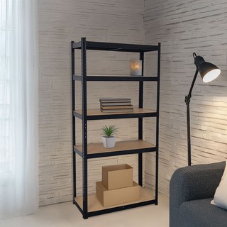 World Clean 免螺絲組裝式鐵製層架, 黑色, 5層