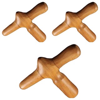 MEO 木質按摩花梨木十字指壓棒, 3個, 單一顏色