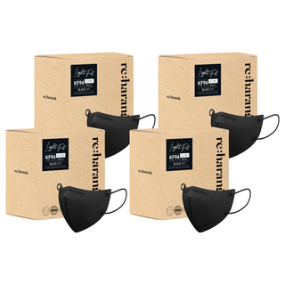 리하랑 KF94 라이트핏 2D 새부리형 일회용마스크 대형, 25개입, 4개, 블랙