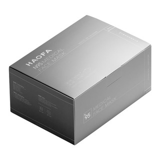HAOFA 氣密型N95立體醫療口罩活性碳款 M, 30片, 1組, 霧黑色