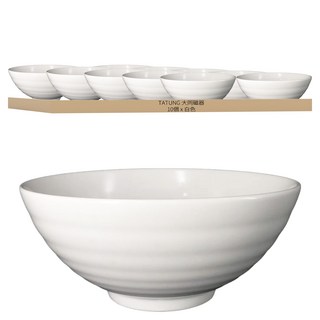 大同磁器 十全湯碗7吋 白色 - 簡約設計, 10個