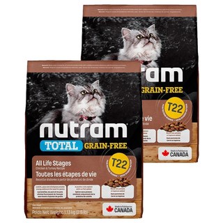 nutram 挑嘴全齡貓 無穀全能系列 乾飼料 T22, 火雞 + 雞肉, 1.13kg, 2袋