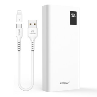 스피디 슬림핏 PD 20W 고속충전 보조배터리 20000mAh 멀티단자 + 20W C타입 케이블, SPE-B2PA20DPQ, 화이트
