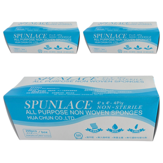 SPUNLACE 4x4吋4層拋棄式紗布巾 - 無菌, 200片/盒, 3盒