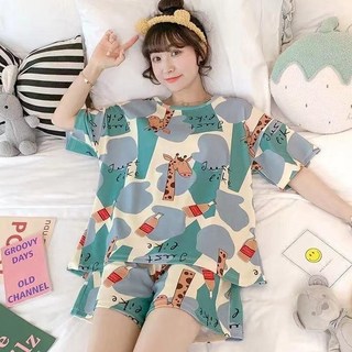 Elsso 情侶款日常短袖短褲睡衣套裝