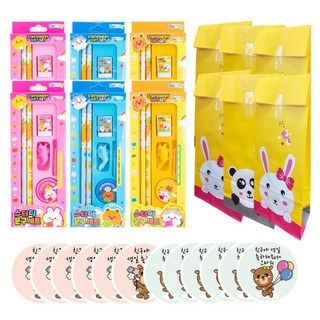 단비나인 어린이집 생일선물 스터디 문구세트 포장 세트, 혼합색상, 6세트