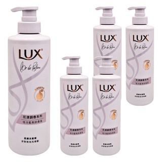 LUX 麗仕 花漾調香系列 柔順洗髮精 恬淡藍風鈴香氛 含4D玻尿酸 72小時持久香氛 針對乾枯毛燥髮, 470g, 5瓶