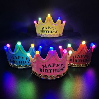 여니팩토리 파티 LED 왕관 4종 세트, 옐로우 + 핑크 + 레드 + 블루, 1세트