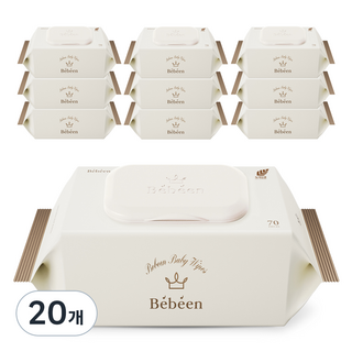 Bebeen 프리미엄 골드 영유아물티슈 캡형, 75g, 70개입, 20개