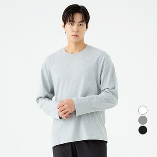 CARET 男女通用基本款長袖T恤, 麻灰色