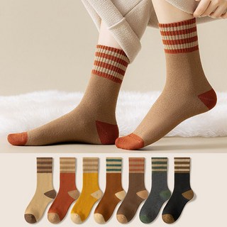 Socks Panda 女款冬季條紋亮點絨毛中筒襪 7雙組