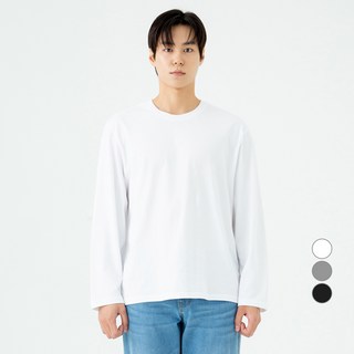 CARET 男女通用基本款長袖T恤, 白色