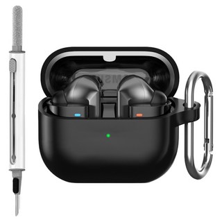 글로피니 갤럭시 버즈3 실리콘 케이스 + 카라비나 + 청소도구 세트, 블랙, 1세트