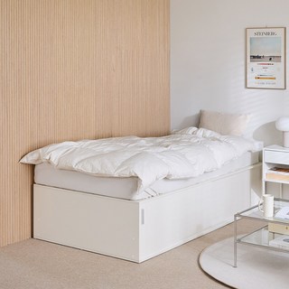 우아미가구 카네 빅 슬라이딩 대용량 수납 침대 프레임 단품 방문설치, 아이보리