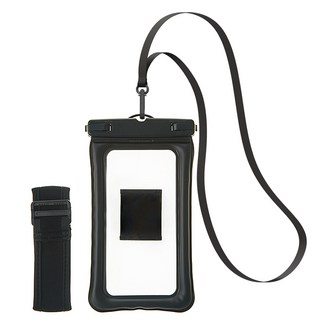 Tamsaa 防水等級IPX8 4重鎖定 智慧型手機 高級TPU防水袋 + 頸掛繩 + 臂帶, 1套, 黑色