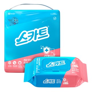 유한킴벌리 스카트 세균닦는 주방 살균 행주티슈, 80개입, 6개