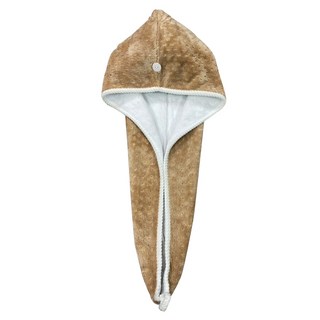 Gemini 双星毛巾 加厚雙層珊瑚絨超吸水乾髮帽 25*65公分, 棕色, 1個